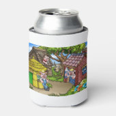 Sprookje De Drie Kleine Varkens Cartoon Scène Blikjeskoeler (Blikje Voorkant)