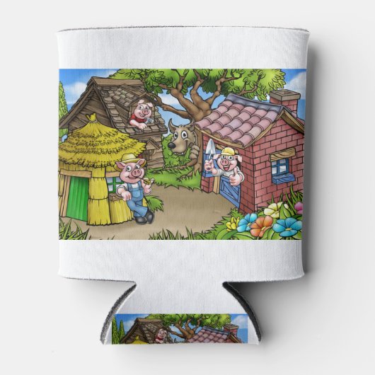 Sprookje De Drie Kleine Varkens Cartoon Scène Blikjeskoeler (Voorkant)