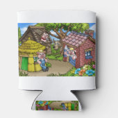 Sprookje De Drie Kleine Varkens Cartoon Scène Blikjeskoeler (Achterkant)