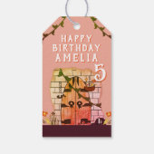 sprookje deur bloem tekening meisje gelukkig verja cadeaulabel (Achterkant)