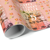 sprookje deur bloem tekening meisje gelukkig verja cadeaupapier (Rol Hoek)