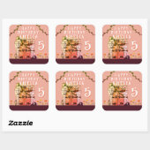 sprookje deur bloem tekening meisje verjaardagsfee vierkante sticker (Vel)