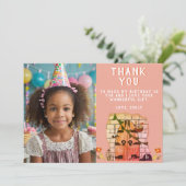 Sprookje Deur Bloem Tekening Verjaardag Foto Bedankkaart (Staand voorkant)