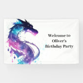 Sprookje Dragon Avontuur Verjaardagsbanner Spandoek (Horizontaal)