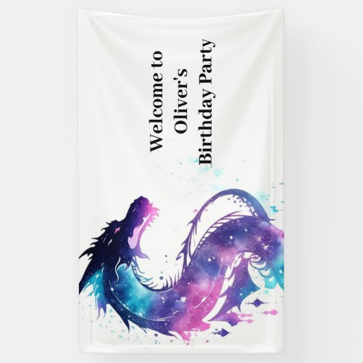 Sprookje Dragon Avontuur Verjaardagsbanner Spandoek (Verticaal)