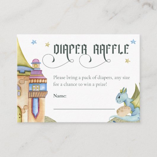 Sprookje Dragon Diaper Raffle Baby shower Informatiekaartje (Voorkant)
