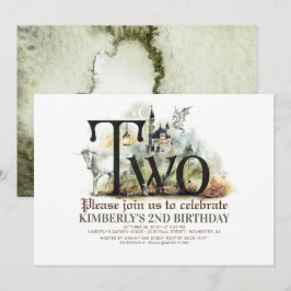 Sprookje Eenhoorn Draak Magisch Kasteel 2e Verjaar Kaart