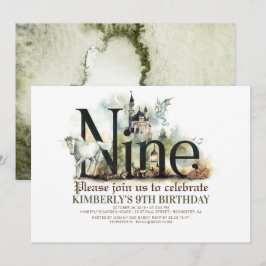 Sprookje Eenhoorn Draak Magisch Kasteel 9 Verjaard Kaart