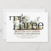 Sprookje Eenhoorn Dragon Magic Castle 3 Verjaardag Kaart (Voorkant)