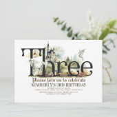 Sprookje Eenhoorn Dragon Magic Castle 3 Verjaardag Kaart (Staand voorkant)