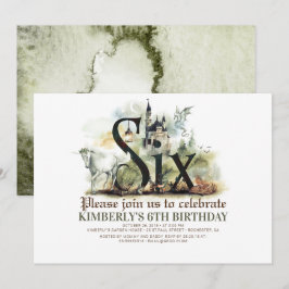 Sprookje Eenhoorn Dragon Magic Castle 6 Verjaardag Kaart