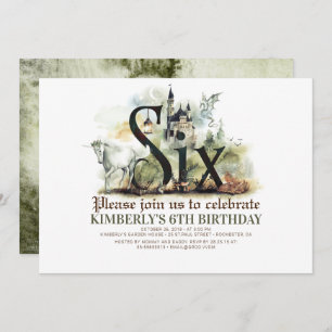 Sprookje Eenhoorn Dragon Magic Castle 6 Verjaardag Kaart