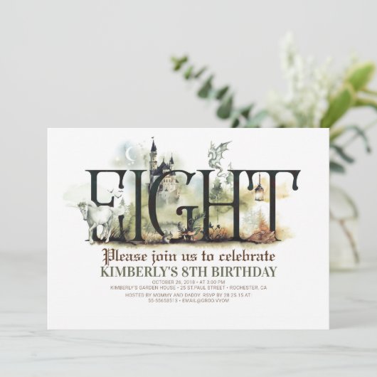 Sprookje Eenhoorn Dragon Magic Castle 8e verjaarda Kaart (Staand voorkant)