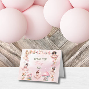 Sprookje Eerste Paddenstoelenhuis Roze Verjaardag Bedankkaart