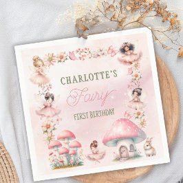 Sprookje Eerste Paddenstoelenhuis Roze Verjaardag Servet