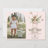 Sprookje Eerste Persoonlijke Foto Roze 1e Verjaard Kaart (Voorkant)