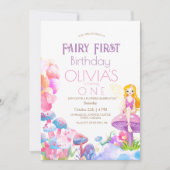 Sprookje Eerste Thema Paddenstoel 1e Verjaardagsfe Kaart (Voorkant)