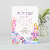 Sprookje Eerste Thema Paddenstoel 1e Verjaardagsfe Kaart (Staand voorkant)