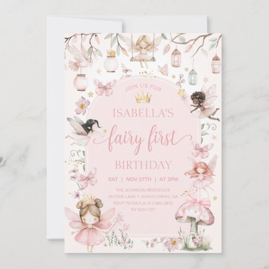 SPROOKJE EERSTE VERJAARDAG Fairy Garden Verjaardag Kaart (Voorkant)