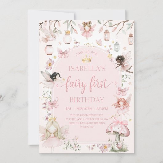 SPROOKJE EERSTE VERJAARDAG Fairy Garden Verjaardag Kaart (Voorkant)