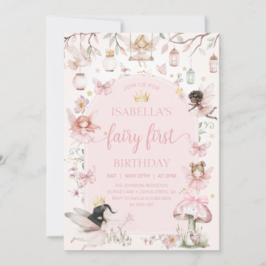 SPROOKJE EERSTE VERJAARDAG Fairy Garden Verjaardag Kaart (Voorkant)