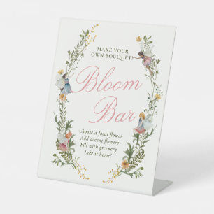 Sprookje Eerste Vintage Bloemige Verjaardagsbloem  Reclamebord Met Voetstuk