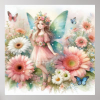 Sprookje en bloemen in pastelkleuren waterverf