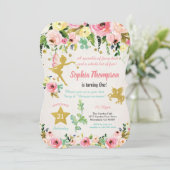 Sprookje en eenhoorn 1e verjaardag uitnodiging (Staand voorkant)