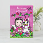 Sprookje en eenhoorn verjaardagsuitnodiging kaart (Staand voorkant)