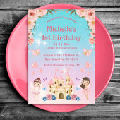 Sprookje en kasteel roze bloem 1e verjaardag schat kaart