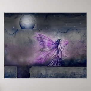 Sprookje en Paarse Hart Fantasy Kunstprint Poster