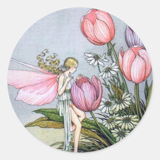 Sprookje en Tulp Ronde Stickers (Voorkant)