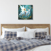 Sprookje en Witte Herten Magisch Bos Canvas Afdruk (Insitu (Slaapkamer))
