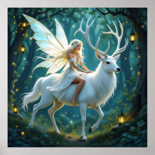 Sprookje en Witte Herten Magisch Bos Poster