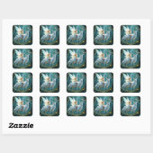 Sprookje en Witte Herten Magisch Bos Vierkante Sticker (Vel)