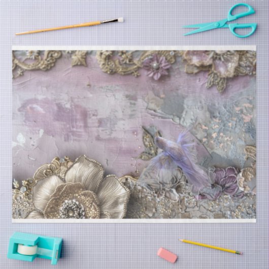 Sprookje Fantasia Majestic Vogel Lavendel Blauw Tissuepapier (Craft)