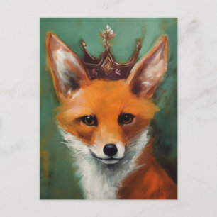Sprookje Fantasy Red Fox in een kroon Briefkaart
