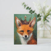 Sprookje Fantasy Red Fox in een kroon Briefkaart (Staand voorkant)