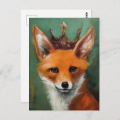 Sprookje Fantasy Red Fox in een kroon Briefkaart (Voorkant / Achterkant)