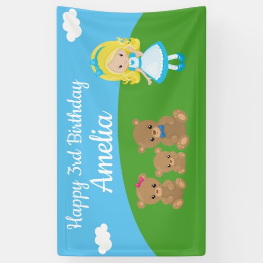 Sprookje Goudlokje Drie Beren Verjaardagsbanner Spandoek (Verticaal)