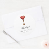 Sprookje hart sleutel bruiloft dank u ronde sticker (Envelop)