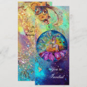 SPROOKJE IN DE NACHT, roze geel blauw rood glitter Kaart (Voorkant / Achterkant)