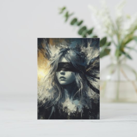 Sprookje in een blinddoek briefkaart (Staand voorkant)