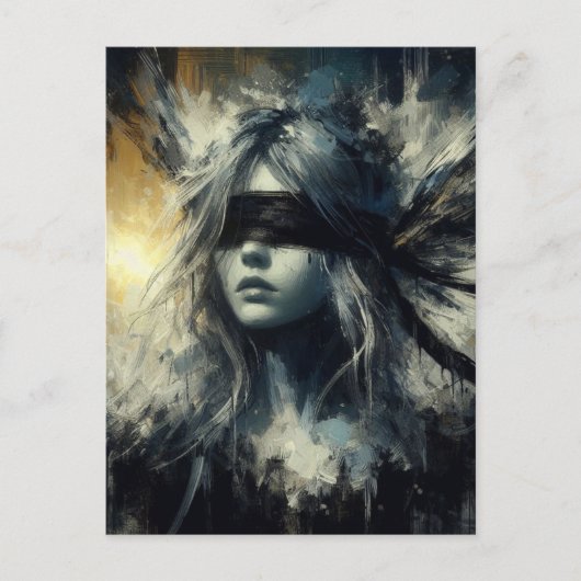 Sprookje in een blinddoek briefkaart (Voorkant)