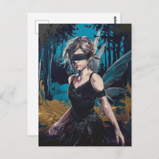 Sprookje in een blinddoek in het bos briefkaart (Voorkant / Achterkant)