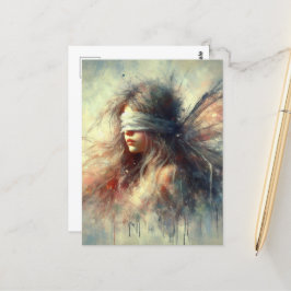 Sprookje in een blinddoek met verfdruppels briefkaart