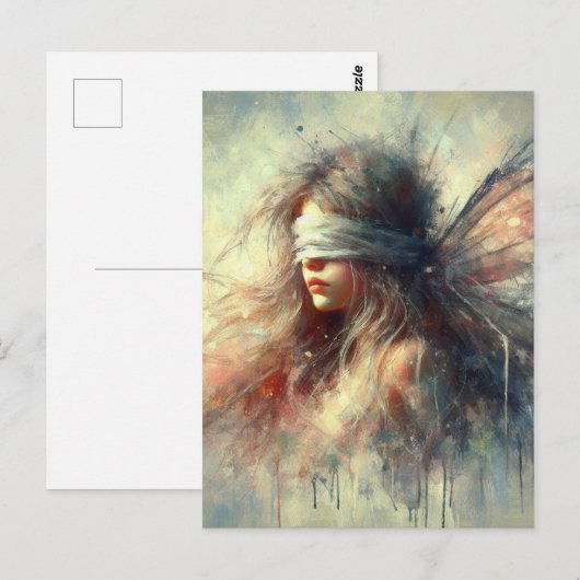 Sprookje in een blinddoek met verfdruppels briefkaart (Voorkant / Achterkant)