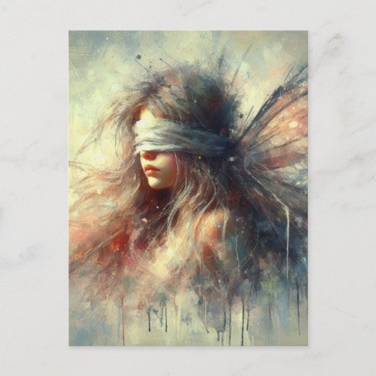 Sprookje in een blinddoek met verfdruppels briefkaart (Voorkant)