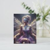 Sprookje in een blinddoek op haar troon briefkaart (Staand voorkant)