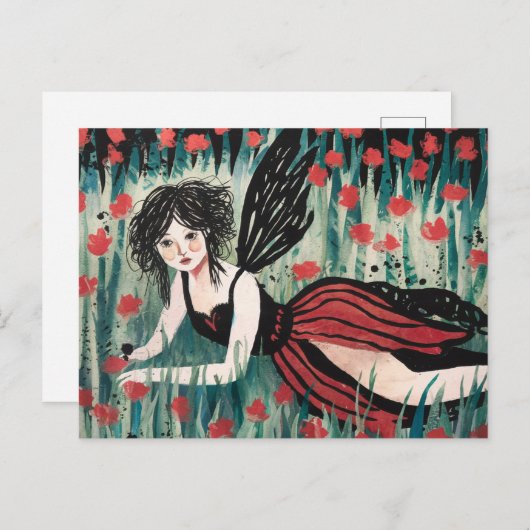 Sprookje in een bloemenweide waterverf briefkaart (Voorkant / Achterkant)